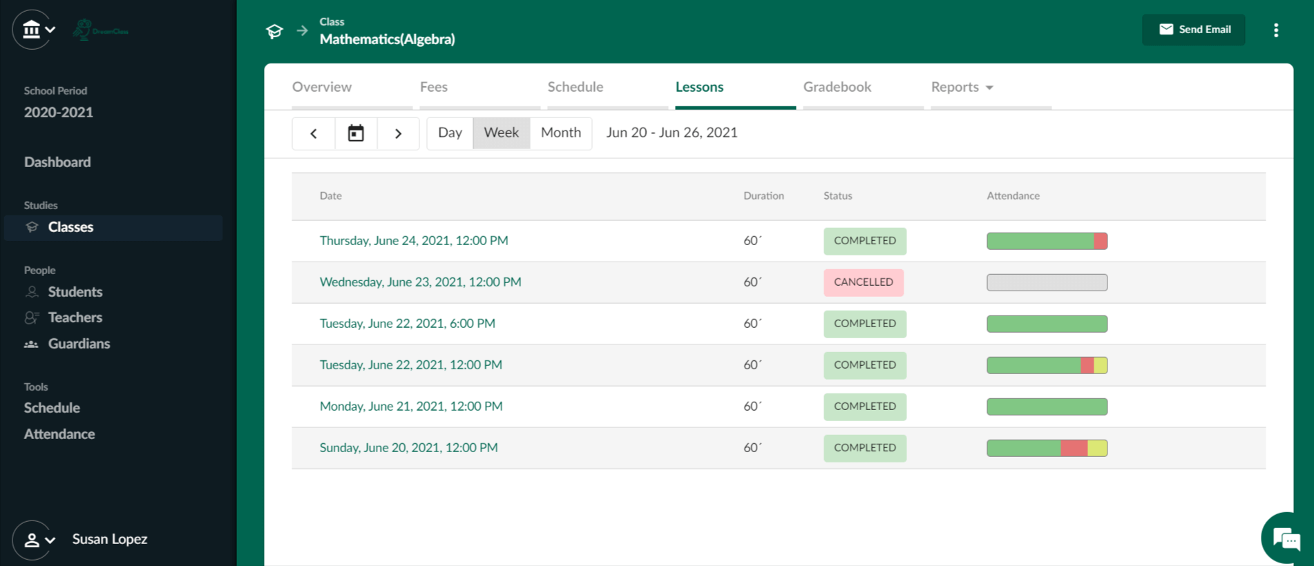 Easily schedule lessons and manage attendance, in bulk