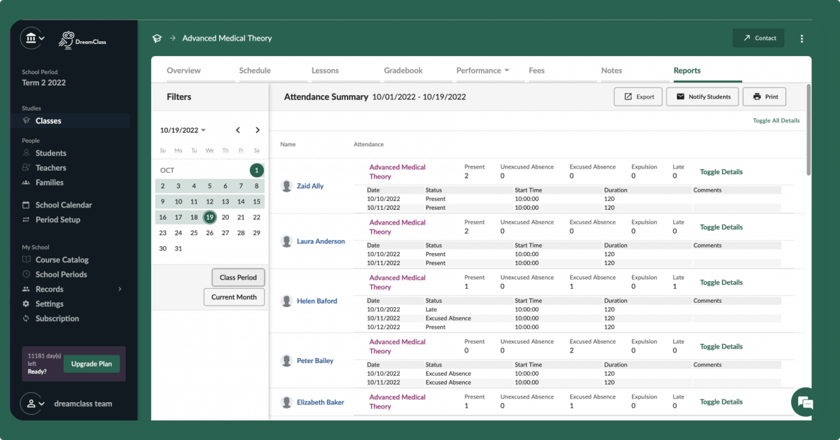 Handle registrations, grades, transcripts and invoices