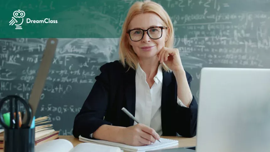 Teacher smiling, knowing what the best SIS for quick setup in educational institutions is