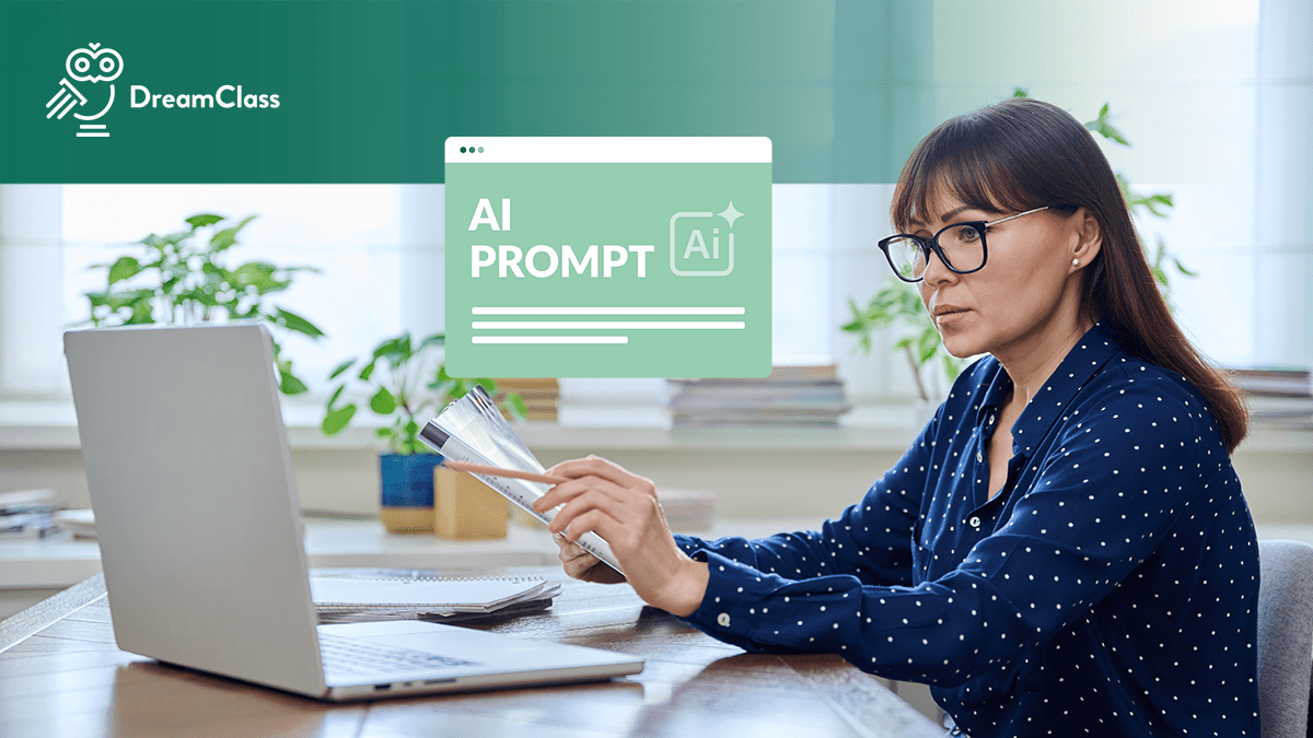 Image of a teacher working on AI Prompt Libraries for School Admin Tasks on their laptop