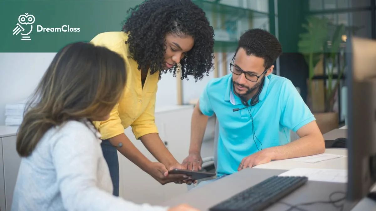 Image of people using AI-driven platforms that help create adaptive learning paths for adult education