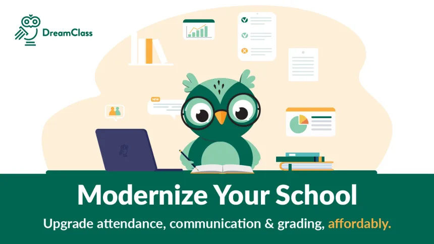 Illustration of DreamClass working on Low-Cost School Modernization Strategies: A Practical Guide to Low-Cost EdTech