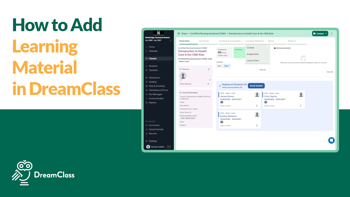 How to Add Learning Material in DreamClass