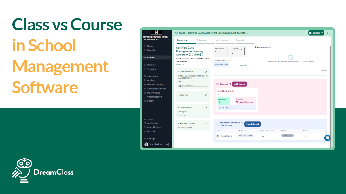 The Difference Between a Course and a Class in School Management Software