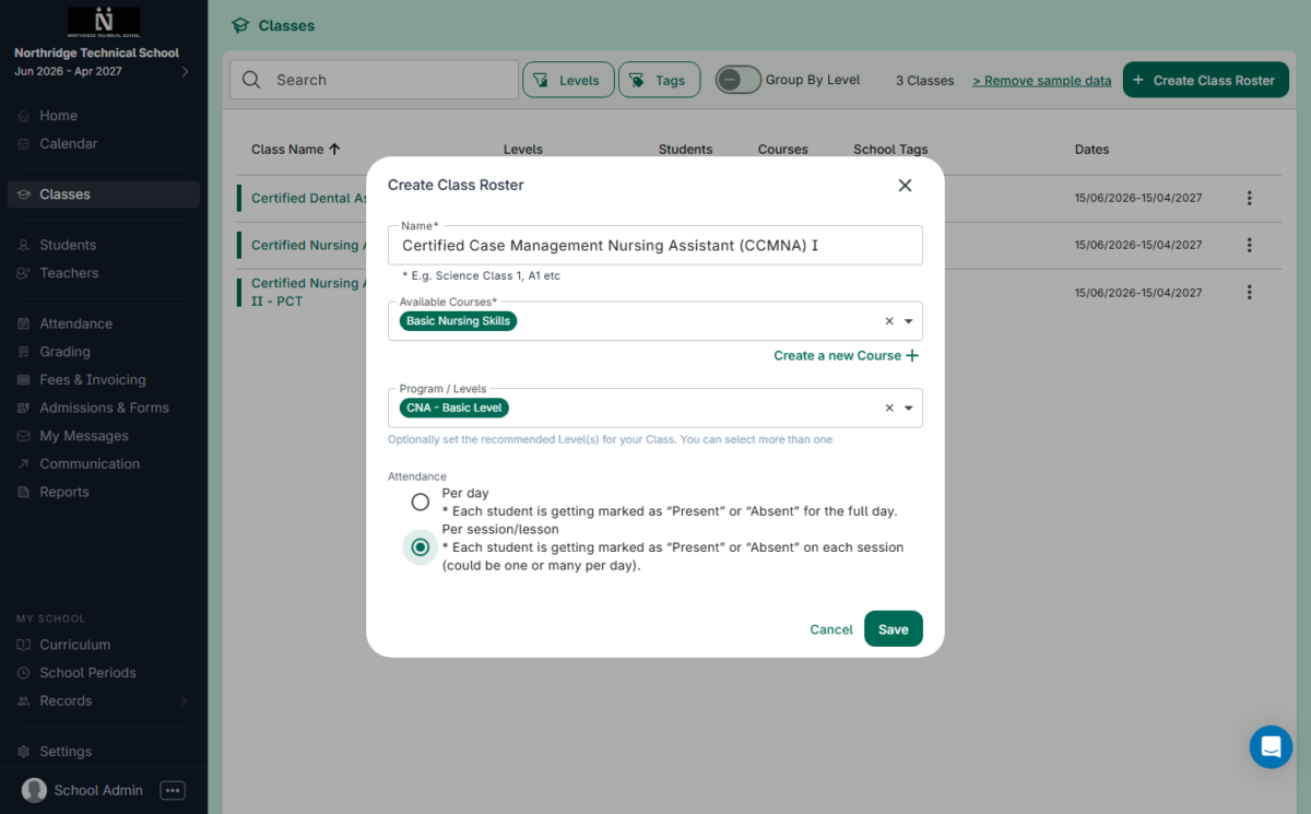 What Is a "Class" in School Management Software