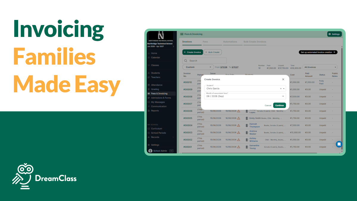 How to Send a Tuition Invoice to a Family or Student
