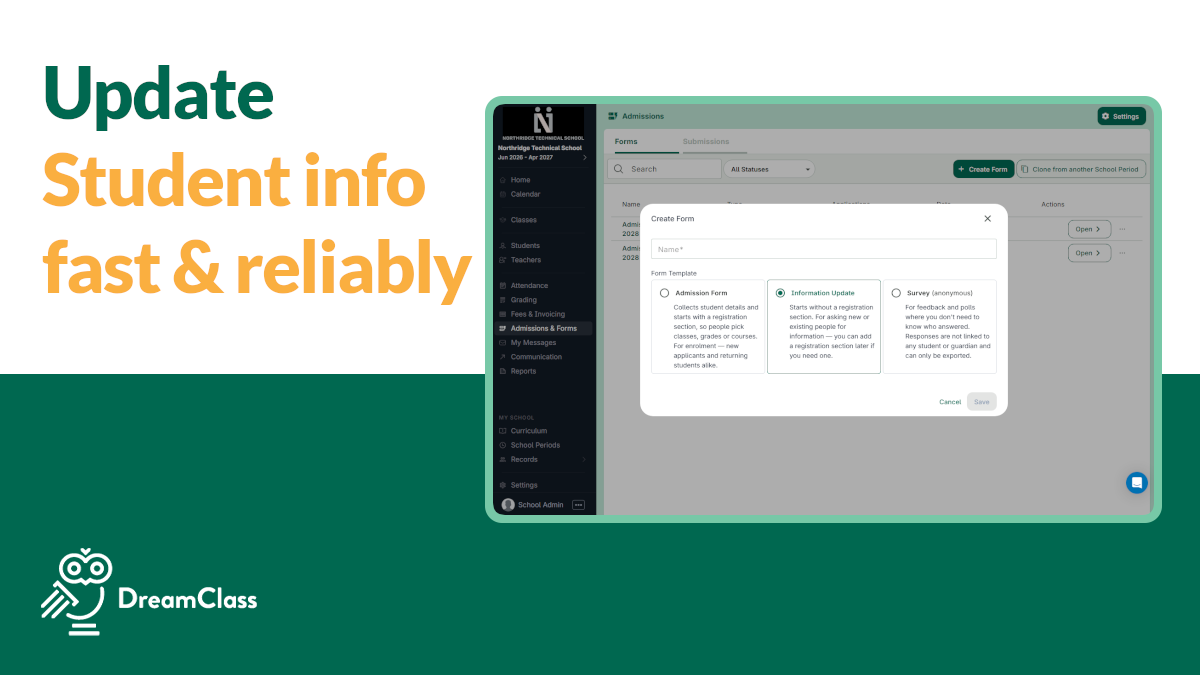 Using Forms to Update Student Information